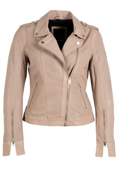 Mauritius Women's Brown Sinta Rf Leather Jacket, Sand