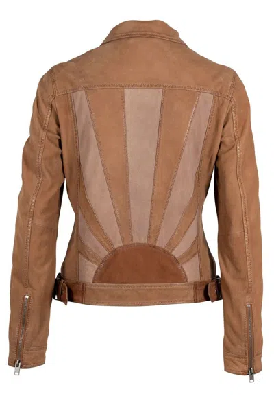 Mauritius Women's Brown Sunny Rf Leather Jacket, Cognac
