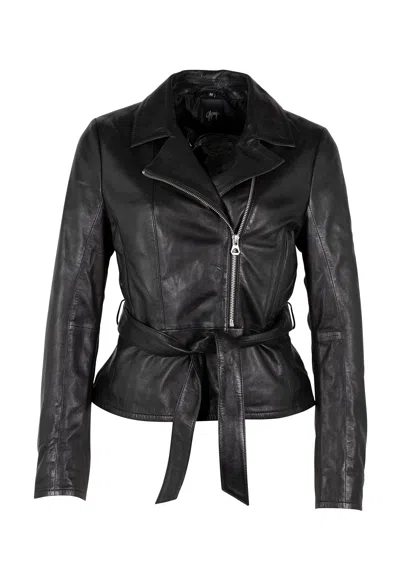 Mauritius Peggie Leather Jacket In Black In Green