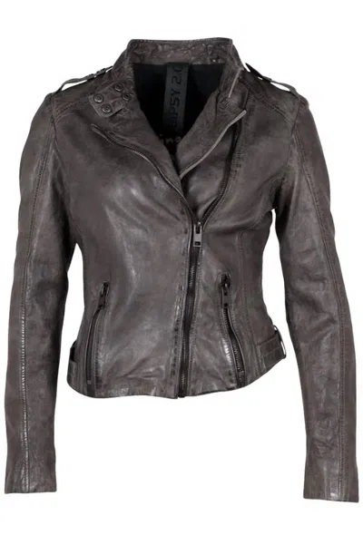 Mauritius Women's Candice Leather Jacket In Anthra In Brown