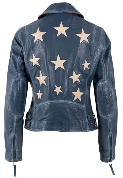 Mauritius Women's Christy Rf Star Detail Leather Jacket, Americana Blue