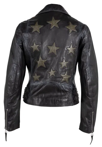 Mauritius Women's Christy Rf Star Detail Leather Jacket, Black Olive
