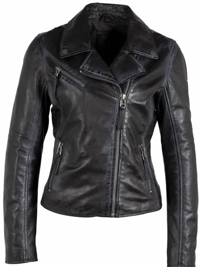 Mauritius Women's Christy Star Leather Jacket In Black/olive