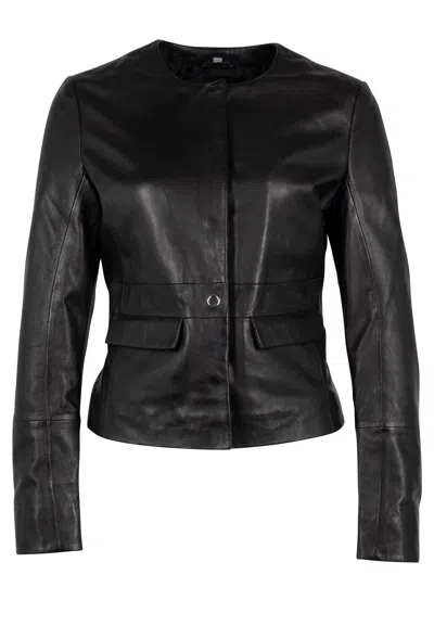 Mauritius Women's Diane Cf Leather Jacket, Black With Silver Button