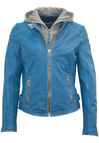Mauritius Women's Finja Rf Leather Jacket - Blue Lagoon