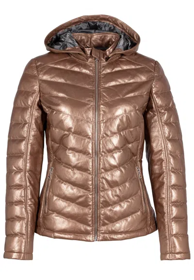Mauritius Women's Gold / Yellow / Orange Corbin Cf Leather Jacket, Copper In Gold/yellow/orange