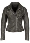 Mauritius Peggie Leather Jacket In Black In Green