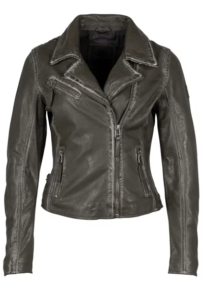 MAURITIUS WOMEN'S GREEN CHRISTY RF STAR DETAIL LEATHER JACKET, OLIVE SNAKE