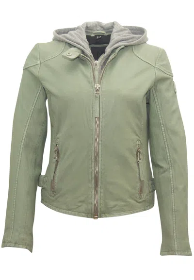 Mauritius Women's Green Finja Rf Leather Jacket, Seafoam