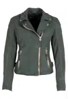Mauritius Women's Green Karyn Rf Leather Jacket, Sage In Green