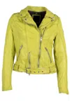 Mauritius Women's Green Wild Rf Leather Jacket, Lime In Green