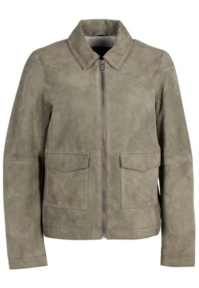 MAURITIUS WOMEN'S GREEN YAIMA CF LEATHER JACKET, LIGHT SAGE