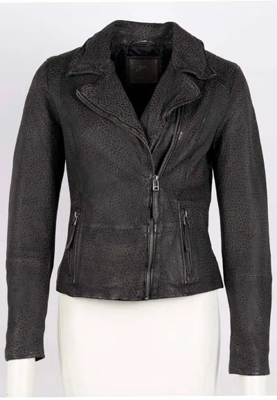 Mauritius Women's Grey Animala Rf Leather Jacket, Anthracite In Gray