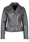 Mauritius Sofia Leather Jacket In Grey In Multi
