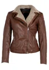 Mauritius Women's Brown Jenja Cf Leather Jacket, Cognac In Green