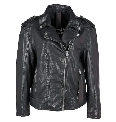 Mauritius Women's Kim Boyfriend Fit Leather Jacket In Black