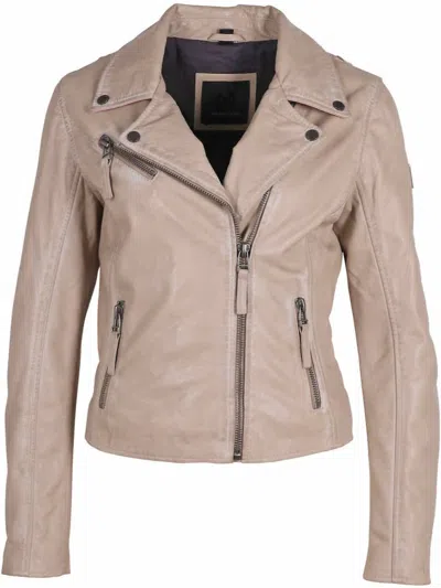 Mauritius Julene Leather Jacket In Beige In Beige/black
