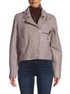 Mauritius Women's Leather Moto Jacket In Light Lavender
