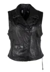 Mauritius Women's Lovy Leather Vest, Black In Black
