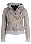 Mauritius Women's Neutrals / Grey Freda Leather Jacket, Silver Grey In Grey