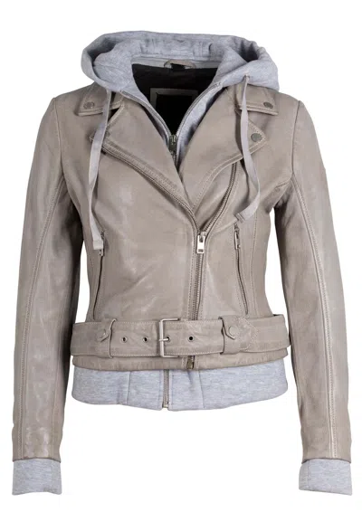 Mauritius Women's Neutrals / Grey Freda Leather Jacket, Silver Grey