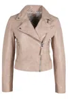 Mauritius Julene Leather Jacket In Beige In Beige/black