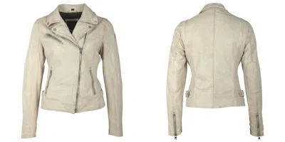 Mauritius Women's Neutrals Sofia Rf Leather Jacket, Off White In Black/white