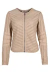 Mauritius Women's Neutrals Tila Rf Leather Jacket, Beige In Beige/black