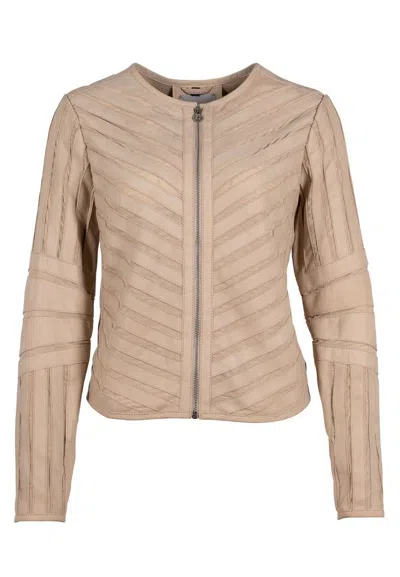 Mauritius Women's Neutrals Tila Rf Leather Jacket, Beige In Beige/black