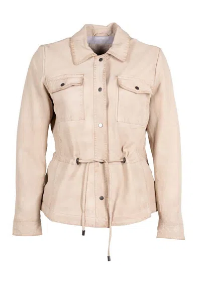 Mauritius Women's Neutrals / White Amaly Rf Leather Jacket, Chalk