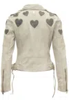 Mauritius Women's Neutrals / White Reo Rf Heart Detail Leather Jacket, Off White/grey In White