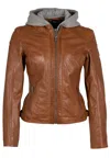 Mauritius Women's Neutrals / Yellow / Orange Allice Rf Leather Jacket, Cognac In Yellow/orange