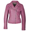 Mauritius Women's Pink / Purple Christy Rf Star Detail Leather Jacket, Dark Pink In Pink/purple