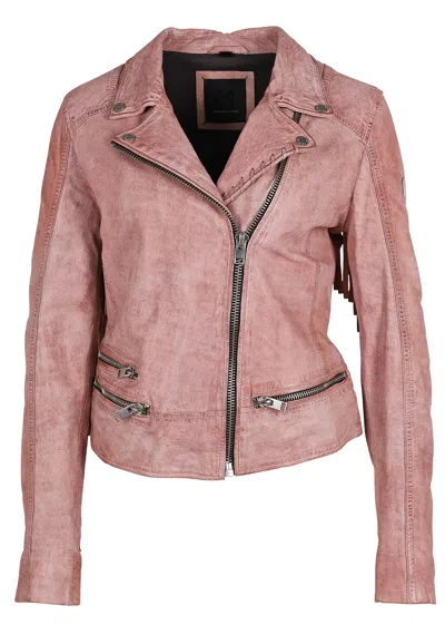 Mauritius Women's Pink / Purple Zoe Rf Leather Jacket, Light Pink In Pink/purple