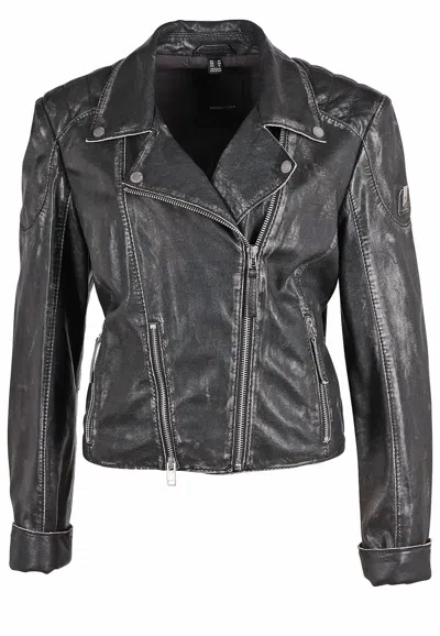 Mauritius Women's Reanon Rf Leather Jacket In Vintage Black