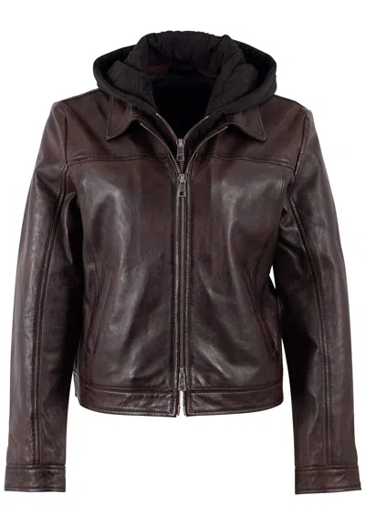Mauritius Women's Red Lambskin Leather Jacket – Double Zip Removable Hood Avih