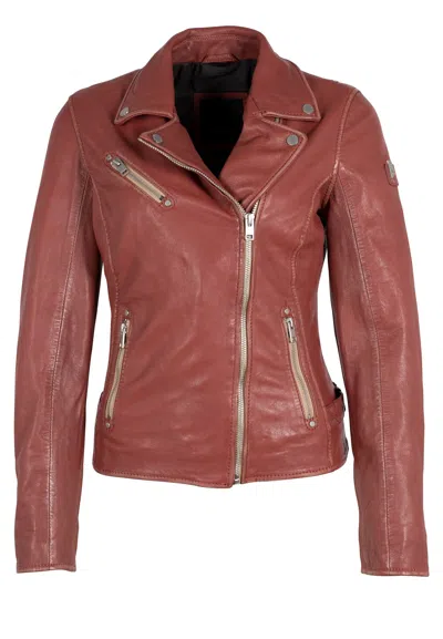 Mauritius Women's Red Sofia Rf Leather Jacket, Astro Dust