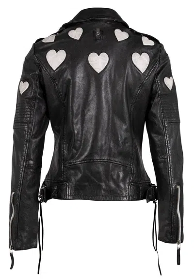 Mauritius Women's Reo Rf Heart Detail Leather Jacket, Black