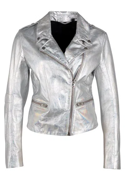 Mauritius Women's Silver Adeni Rf Leather Jacket