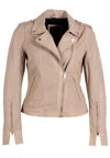 Mauritius Women's Brown Sinta Rf Leather Jacket, Sand In Beige