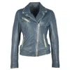 Mauritius Sofia Leather Jacket In Anthra In Blue