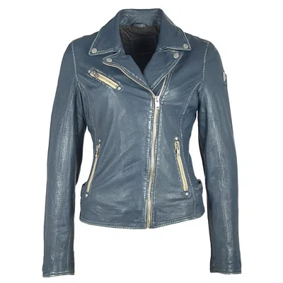 Mauritius Women's Sofia Rf Leather Jacket, Denim Blue