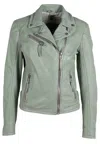 Mauritius Women's Sofia Rf Leather Jacket, Frosty Green In Green