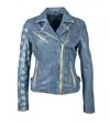 Mauritius Sofia Leather Jacket In Anthra In Blue