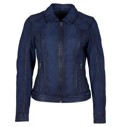MAURITIUS WOMEN'S SUNNY RF LEATHER JACKET IN BLUE