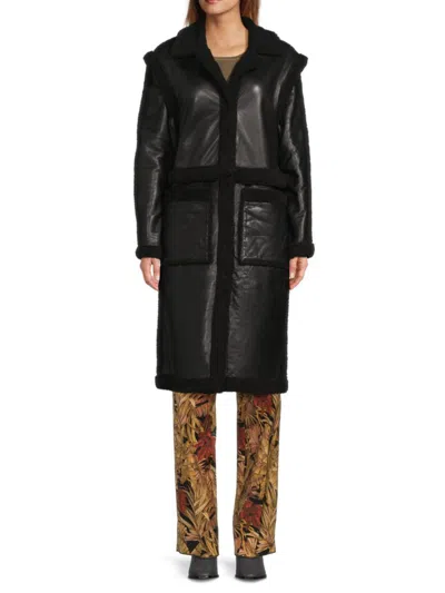 Mauritius 4-in-1 Leather & Sherpa Vest/jacket/coat In Black