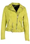 Mauritius Women's Green Wild Rf Leather Jacket, Lime In Green