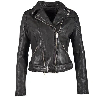 MAURITIUS WOMEN'S WILD RF LEATHER JACKET, BLACK
