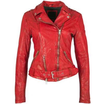 Mauritius Women's Wild Rf Leather Jacket - Lipstick Red