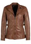 Mauritius Women's Brown Yellie Cf Leather Jacket, Cognac In Green